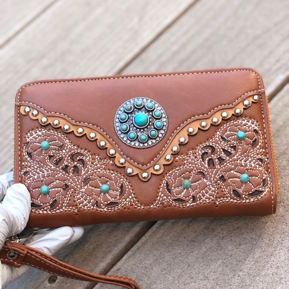 Montana West Handbags - Western Montana west embroidery turquoise wallet
